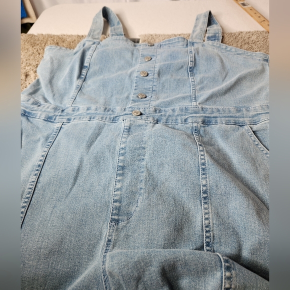 Ava & Viv Women's Denim Flare Jumpsuits Sleeveless Overalls - Picture 4 of 14
